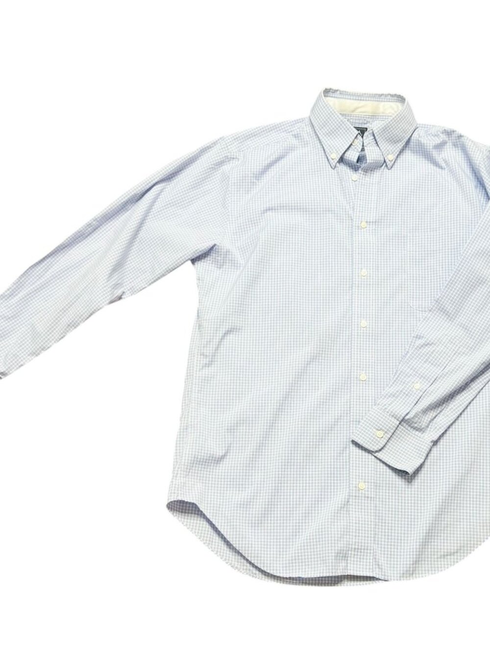 Jos A Bank Shirt Mens Neck Size 15.5 Travel Tech Tailored Fit Blue White Plaid
